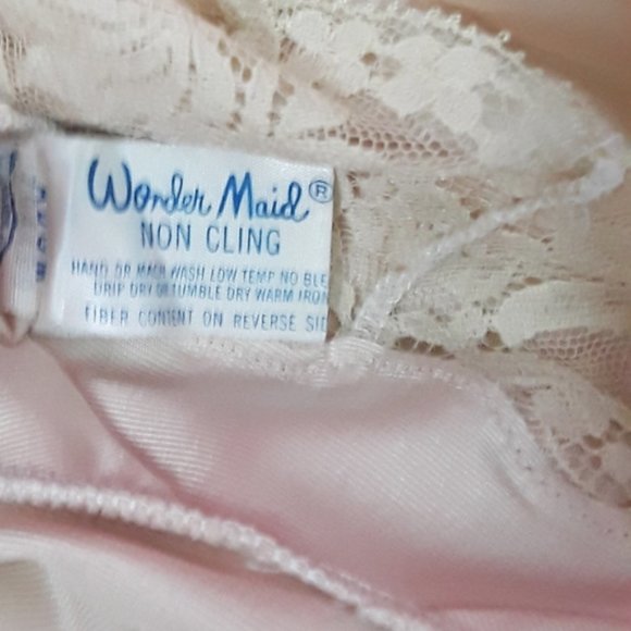 Lace Trim Wonder Maid Vintage Solid Beige Slip 34 - Picture 10 of 11